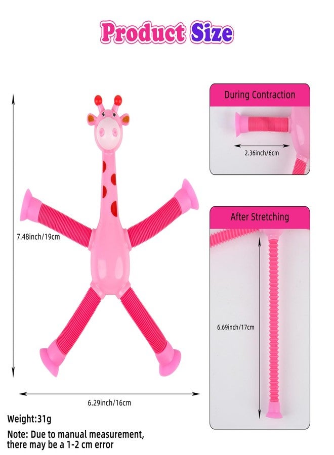 UMIKOOL DIRECT 4 Pack Telescopic Suction Cup Giraffe Toy, Pop Tube Sensory Fidget Toys for Autism, Airplane Travel Essentials, Educational Fidget Toys, Great Idea for Boys and Girls - Image 2